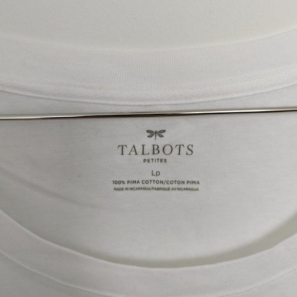 Talbots Pima Three Quarter Sleeve Shirt – White, Women's L Petite - Picture 4 of 4